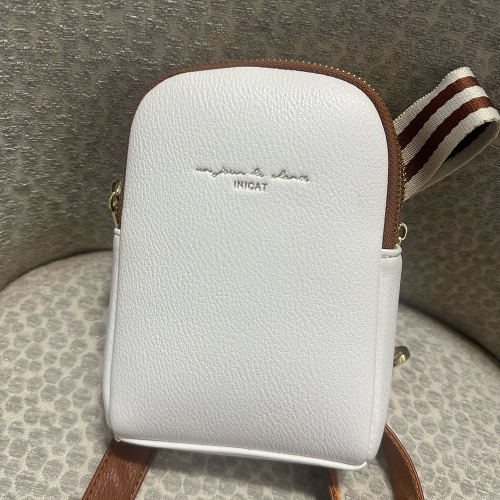 Brand New White and Brown Crossbody Sling Bag with Interchangeable Straps